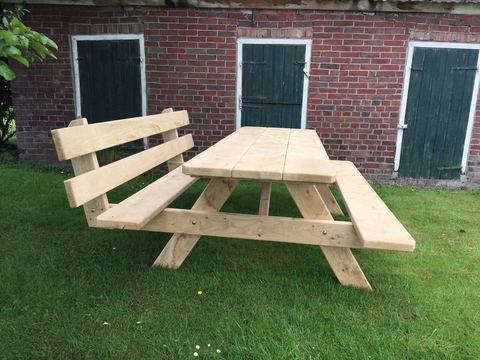 Eiken Picknicktafel 'Simon' 2,50 meter met rugleuning