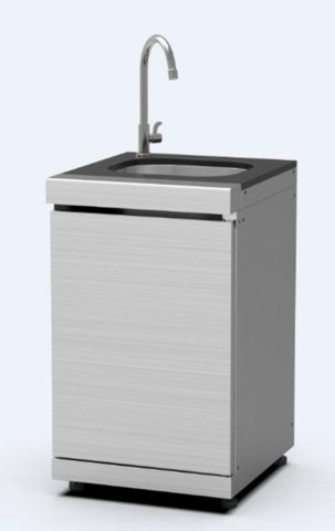 Buitenkeuken spoelbakmodule RVS 304 met kraan en marmeren blad – BuitenStek Modula