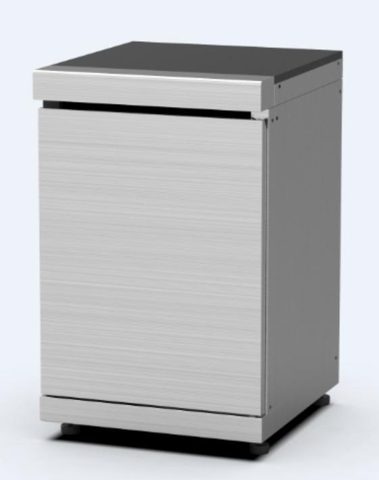 Buitenkeuken opbergmodule RVS kast met legplanken en marmeren blad – BuitenStek Modula